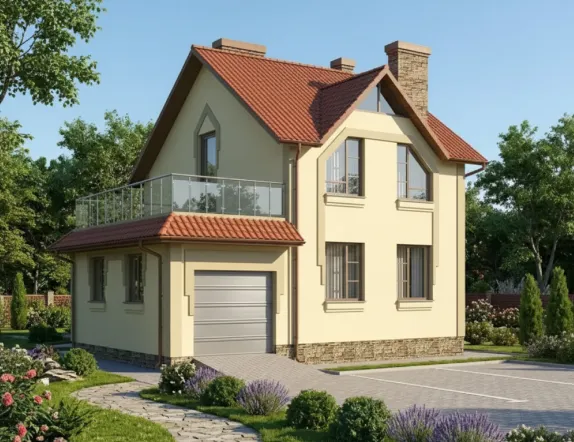 Проект двухэтажного каркасного дома из бруса 106 м²