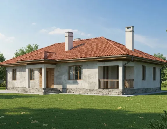 Проект одноэтажного дома из газобетона 154 м²