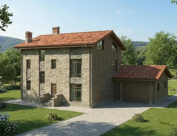 Проект трехэтажного дома из керамзитобетона 257 м²