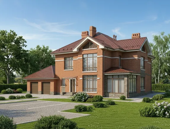 Проект двухэтажного дома из кирпича 219 м²