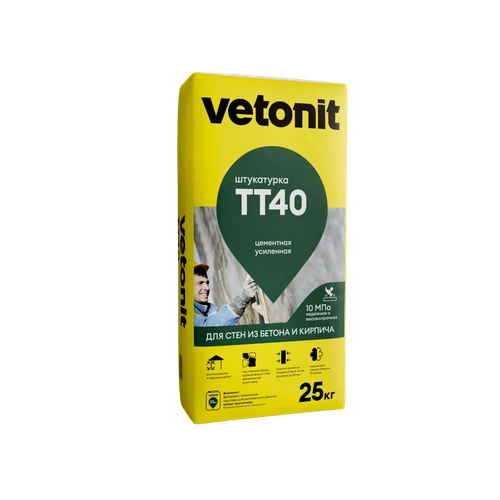 Vetonit TT40, штукатурка цементная, 25 кг