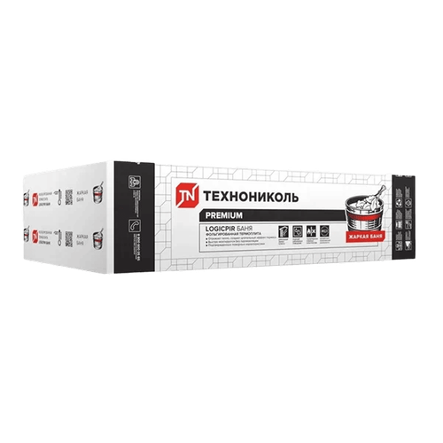 Плита теплоизоляционная LOGICPIR Баня ТЕХНОНИКОЛЬ Ф/Ф Г1 L-1190х590х40 мм, L-кромка