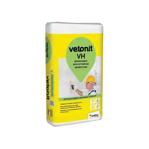Vetonit VH, шпаклёвка цементная влагостойкая, 20 кг